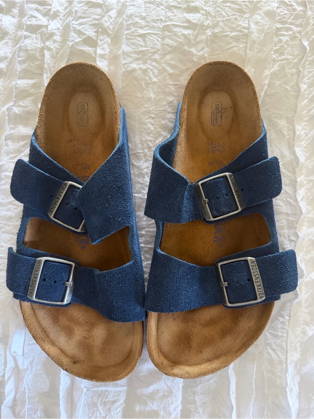 Birkenstock Blue Suede Two-Strap Sandals- size 39- very lightly worn